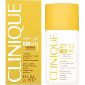 فلوئید ضد آفتاب دارای spf 50 مدل Mineral حجم 30 میلی لیتر کلینیک